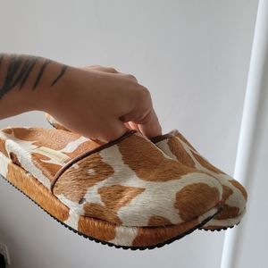 NAKED FEET Brown Cow Print Clogs
